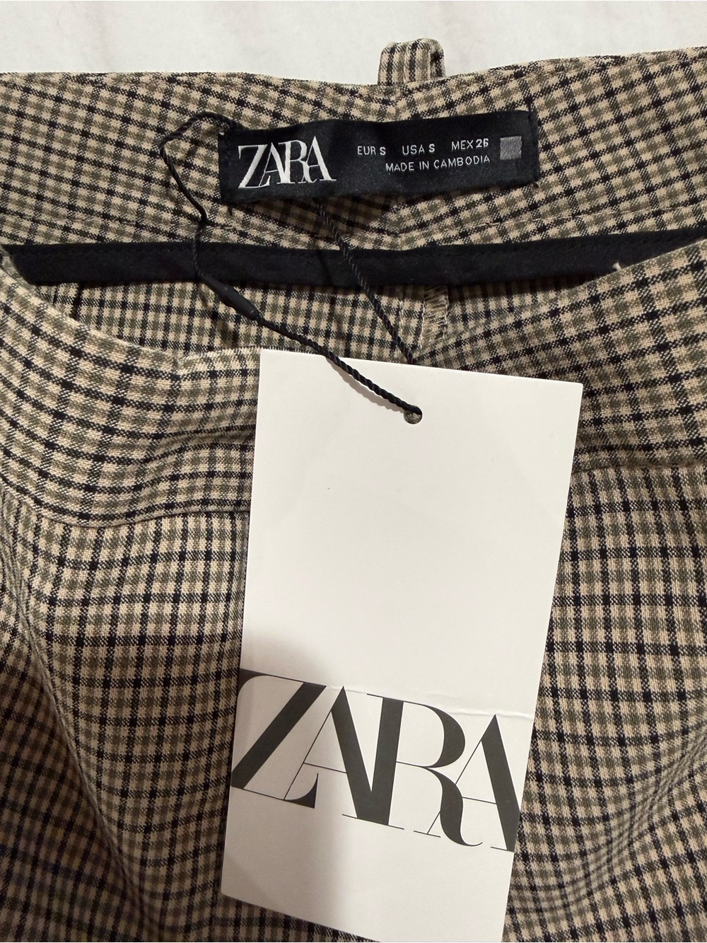 Zara High-Waist Wide-Leg Plaid Trousers and Top Set in Beige Small and Medium - Picture 6 of 10